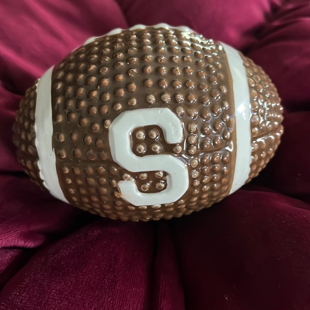 Ceramic “S” football decor